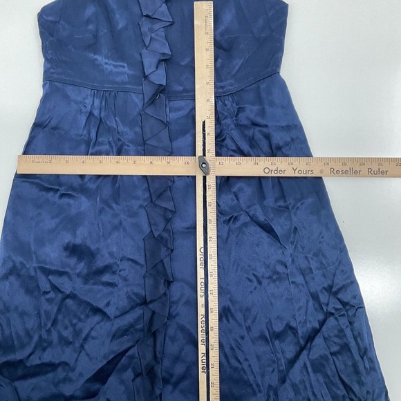 Vintage Debra Rodman Women Blue Casual Dress Size 6 Button Up Ruffles 100% Silk - Picture 8 of 11
